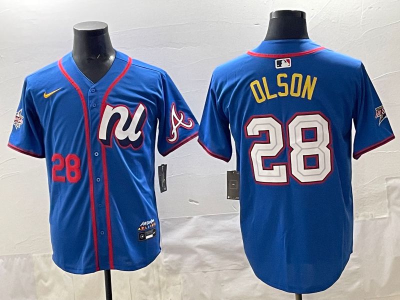 Men 2025 Atlanta Braves #28 Olson Blue All star Nike MLB Jersey style 05->atlanta braves->MLB Jersey